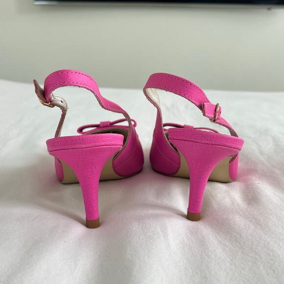 Lilly Pulitzer New in Box Kat Kitten Heel in Pop Pink Slingback Bow Heels Size 8 - Picture 6 of 8